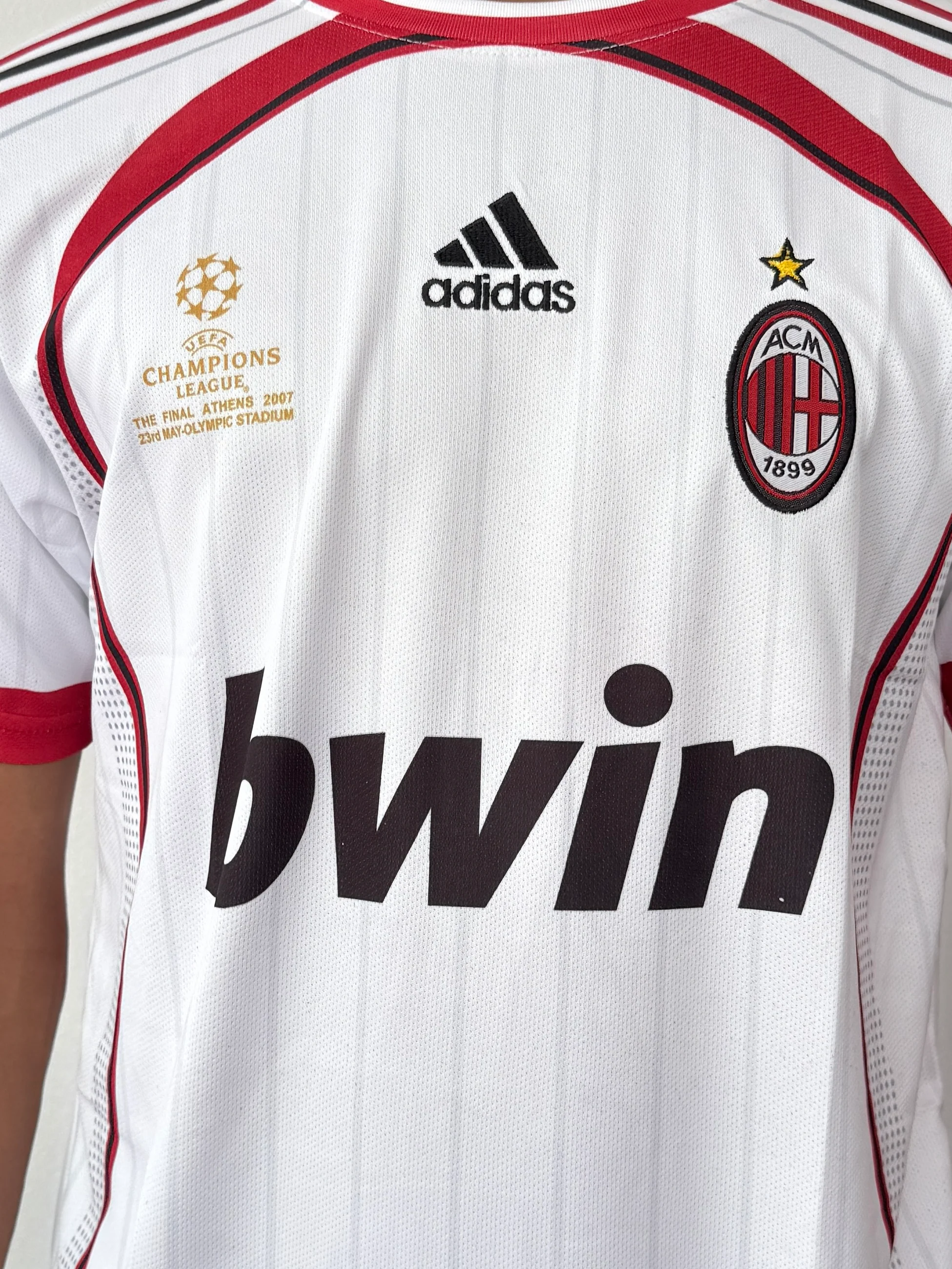 AC MILAN 2008 UEFA FINAL  WHITE HALF SLEEVE  -EMBROIDERY - Image 2