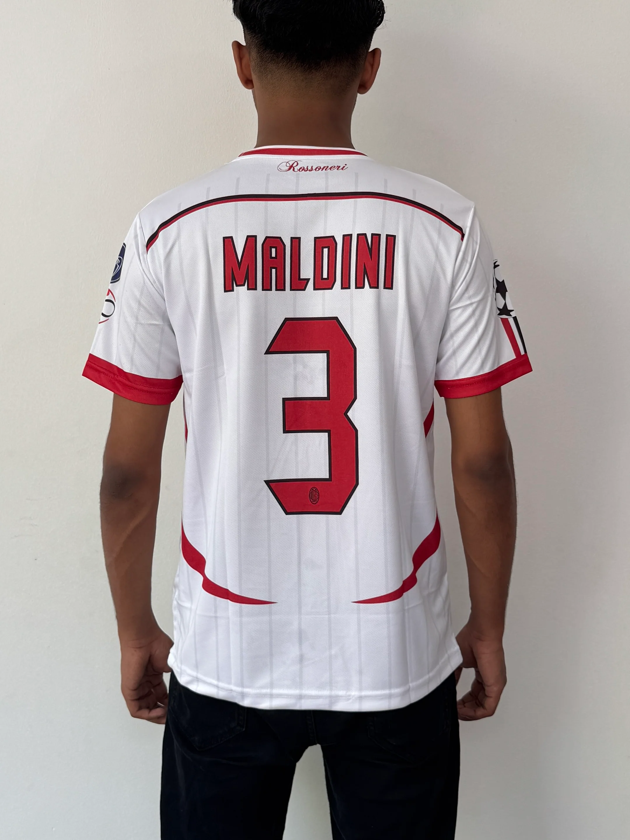 AC MILAN 2008 UEFA FINAL  WHITE HALF SLEEVE  -EMBROIDERY - Image 3