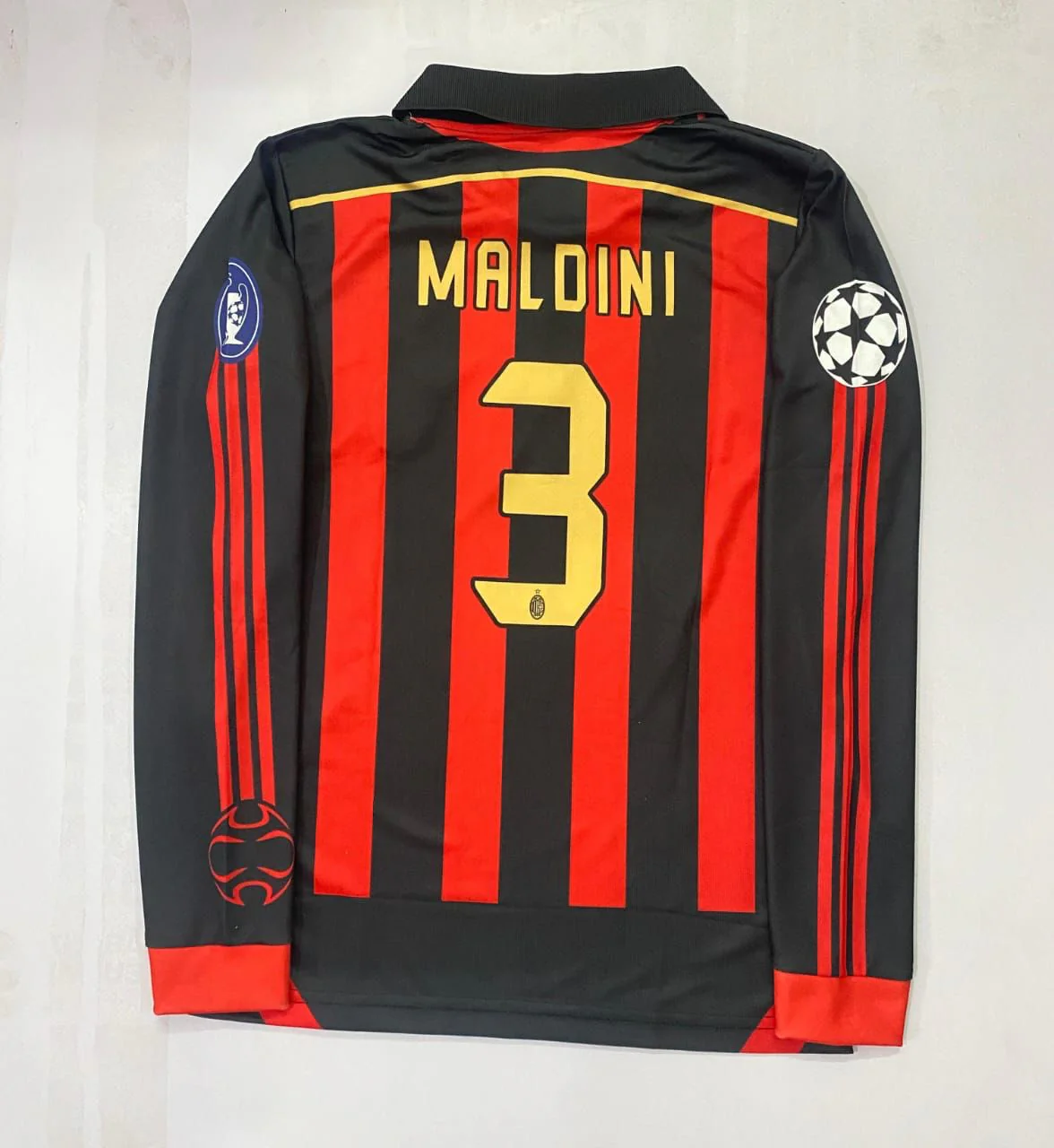 AC MILAN 2006-HOME RED- POLO FULL SLEEVE  EMBROIDERY - Image 3